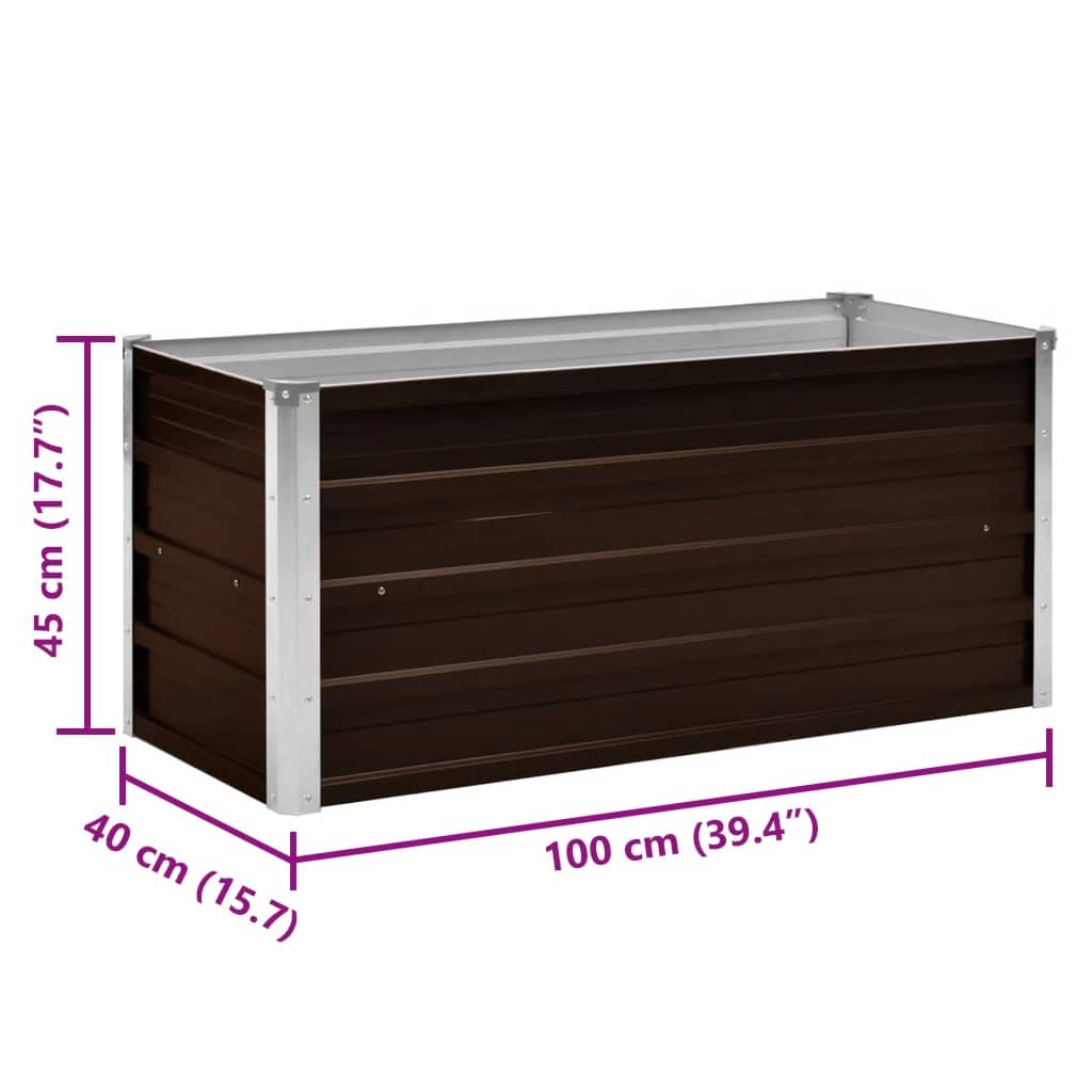 Letto Rialzato Giardino Marrone 100x40x45 cm in Acciaio Zincato | homemem39