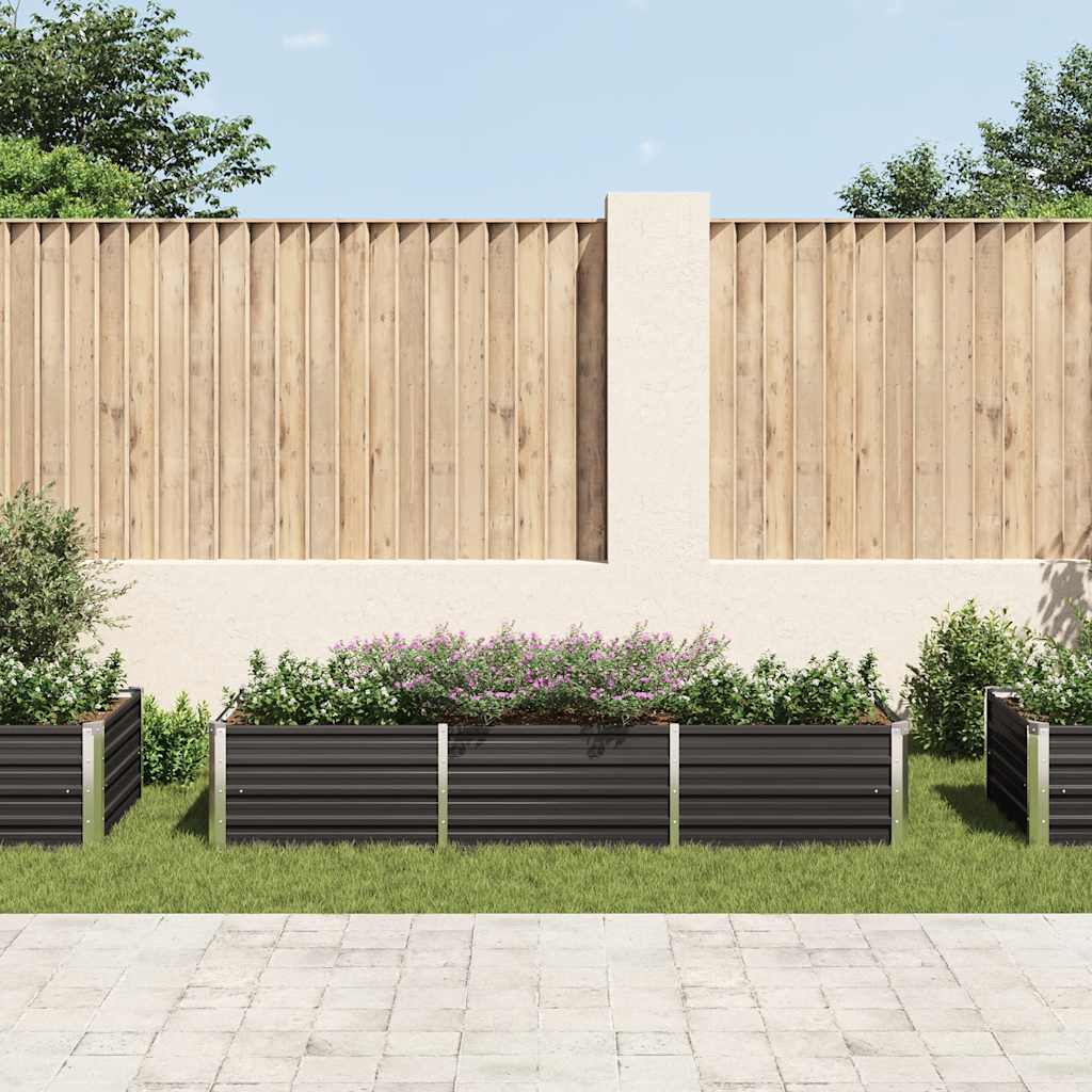 Letto Rialzato Giardino Antracite 240x80x45 cm Acciaio Zincato