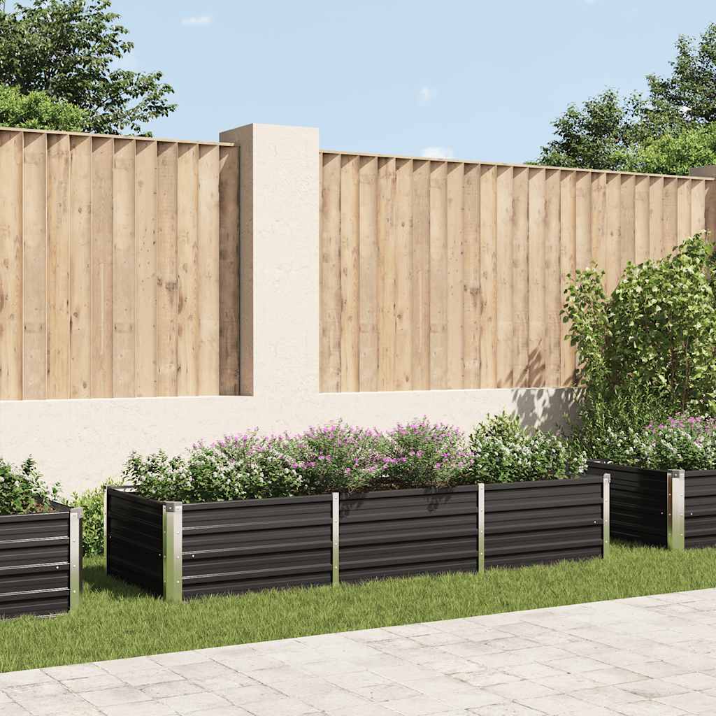 Letto Rialzato Giardino Antracite 240x80x45 cm Acciaio Zincato