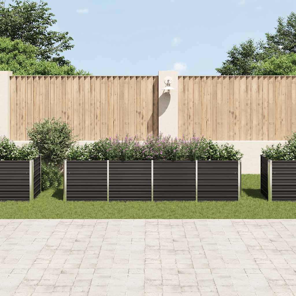 Letto Rialzato Giardino Antracite 320x80x77 cm Acciaio Zincato