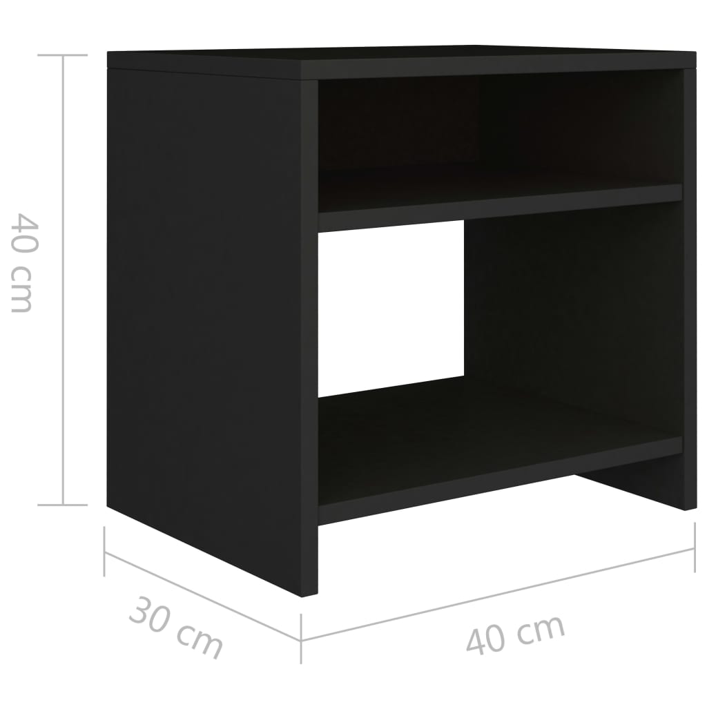 Comodino Nero 40x30x40 cm in Legno Multistrato - homemem39
