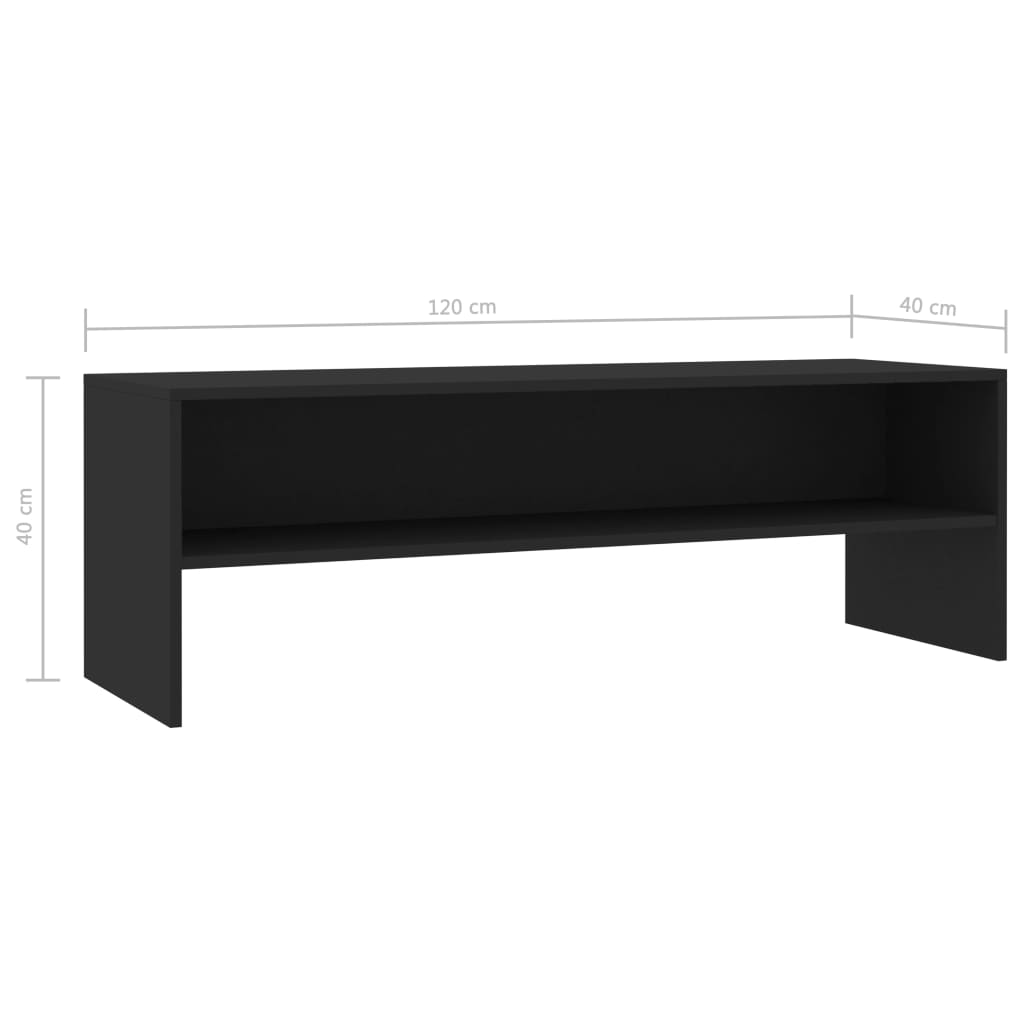 Mobile Porta TV Nero 120x40x40 cm in Legno Multistrato | homemem39