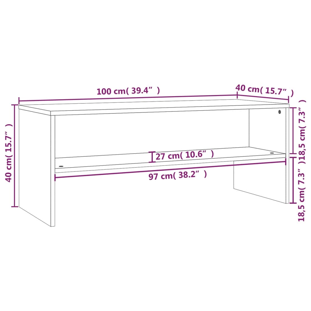 Mobile Porta TV Grigio Cemento 100x40x40cm in Legno Multistrato - homemem39
