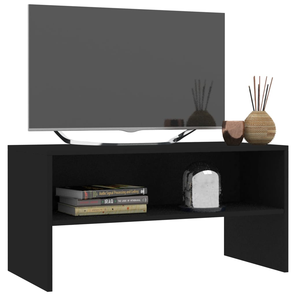Black TV Cabinet 80x40x40 cm in Multilayer Wood