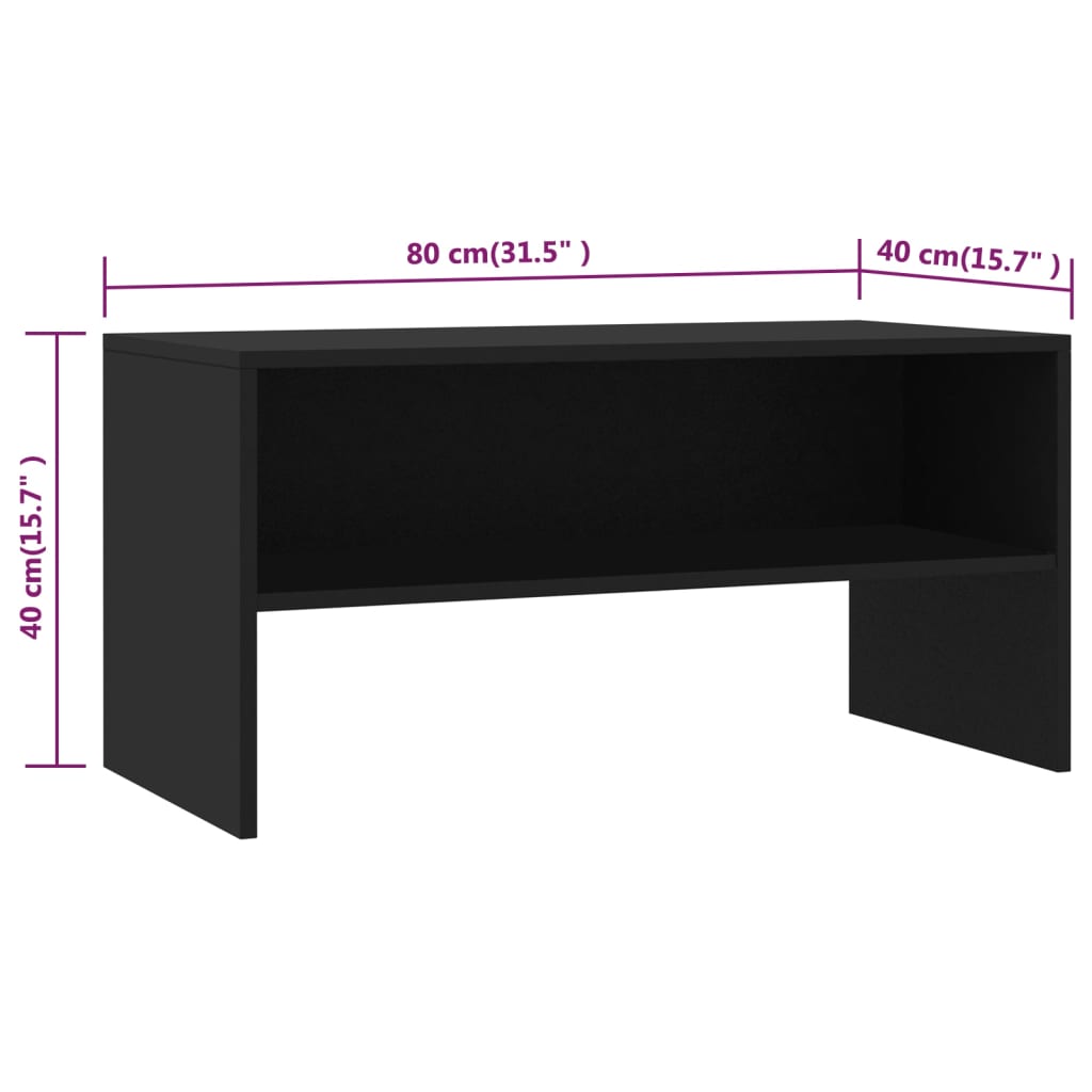 Black TV Cabinet 80x40x40 cm in Multilayer Wood