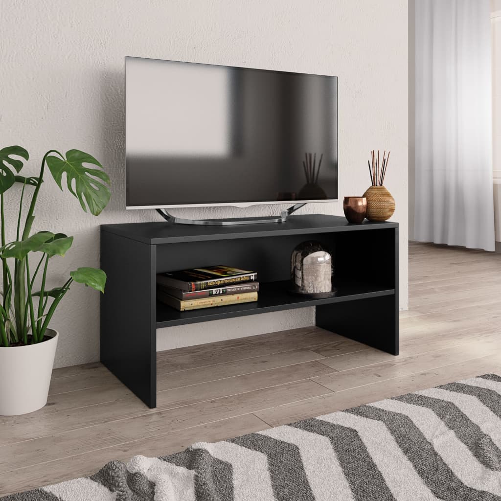 Black TV Cabinet 80x40x40 cm in Multilayer Wood