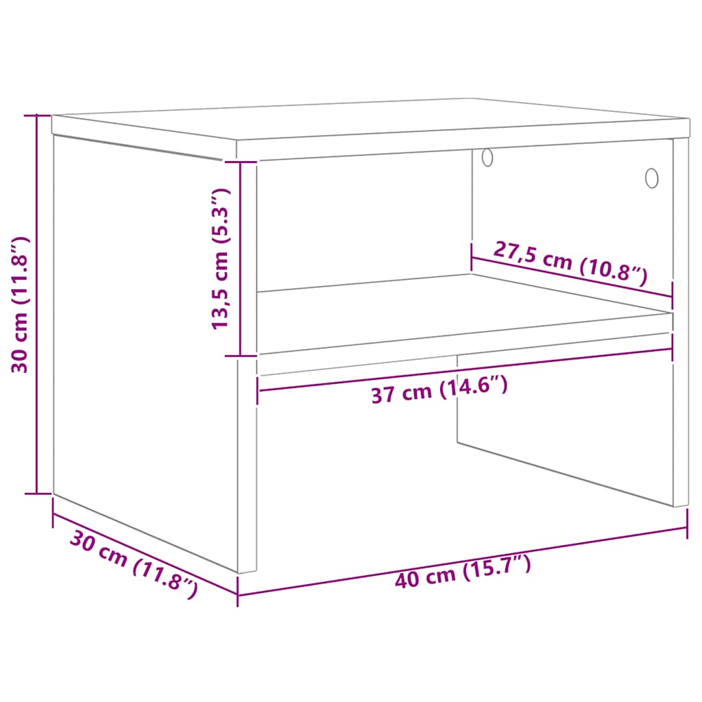 Comodino Bianco 40x30x30 cm Legno Ingegnerizzato