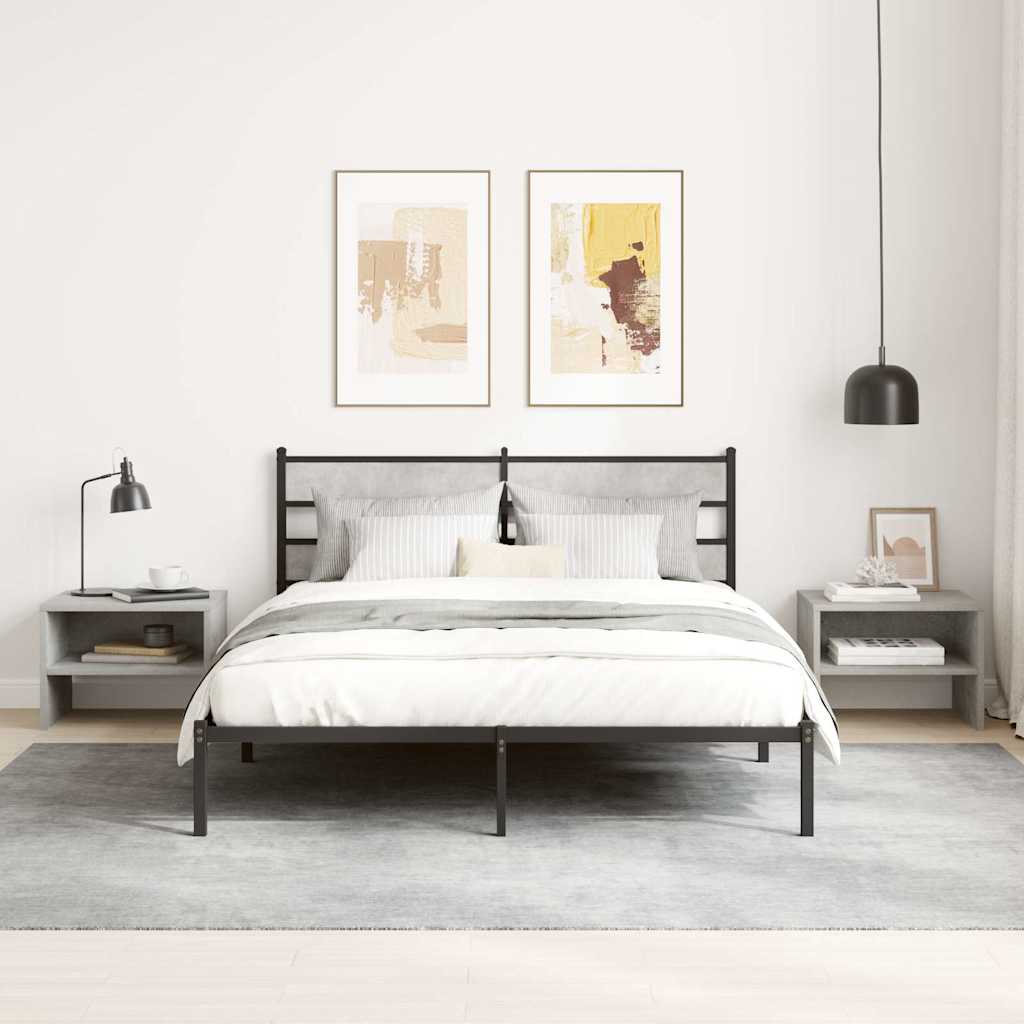 Comodino Grigio Cemento 40x30x30 cm in Legno Multistrato
