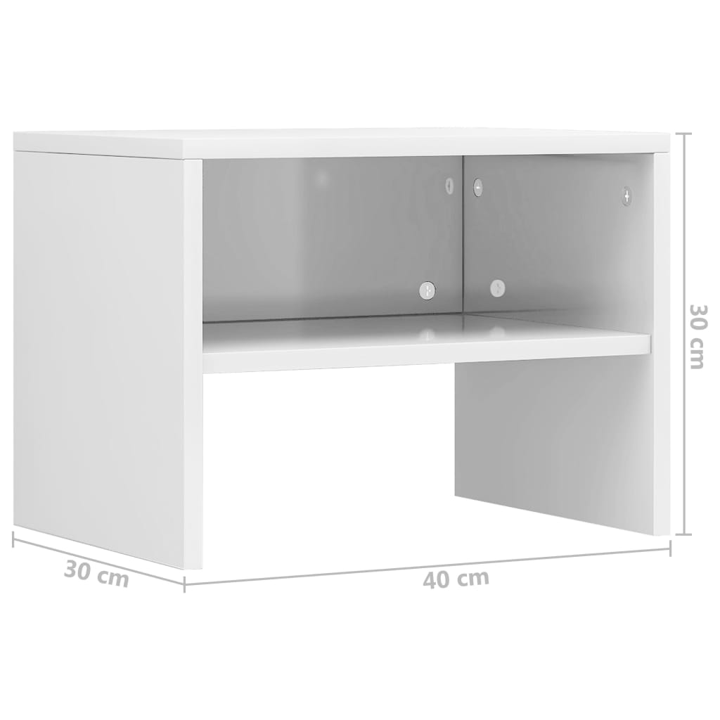 Comodini 2 pz Bianco Lucido 40x30x30 cm in Legno Multistrato