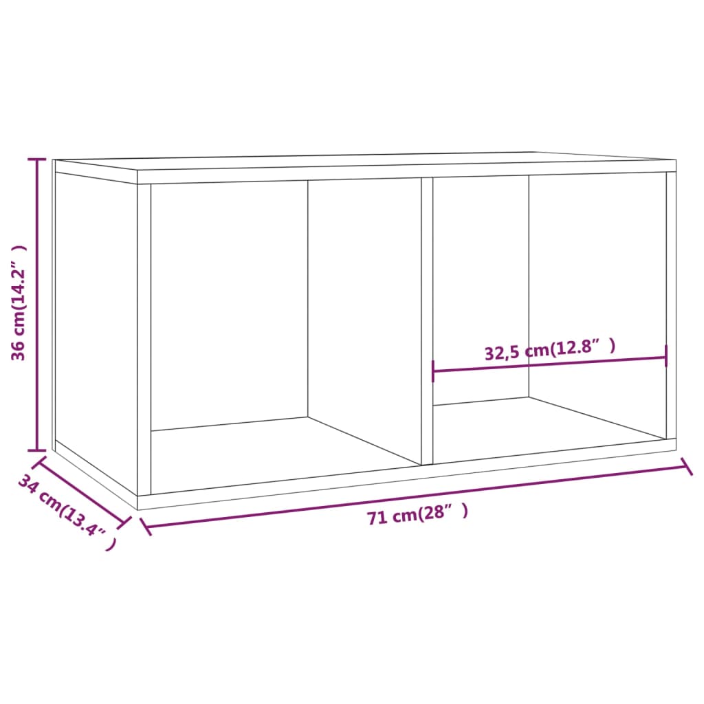 Contenitore per Vinili Bianco 71x34x36 cm in Legno Multistrato | homemem39