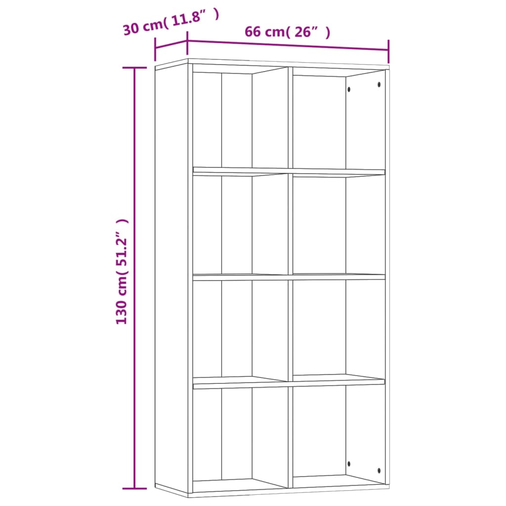 Libreria/Credenza Rovere Sonoma 66x30x130 cm Legno Multistrato