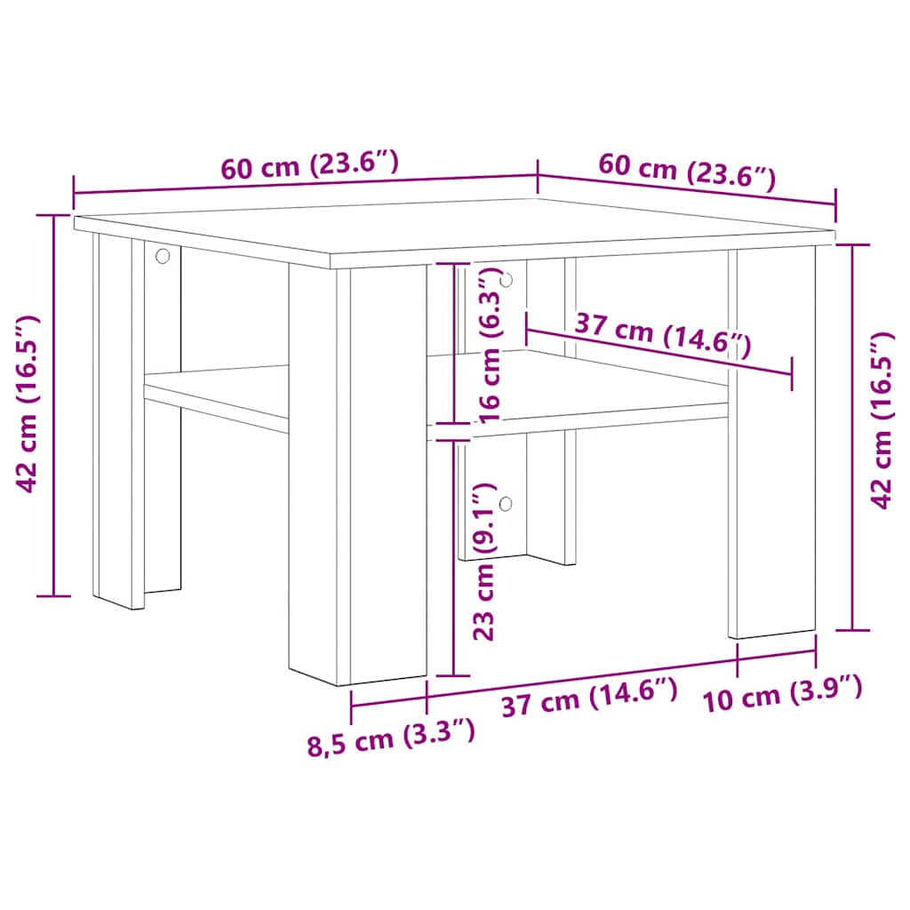Tavolino da Salotto Bianco Lucido 60x60x42 cm Legno Multistrato | homemem39
