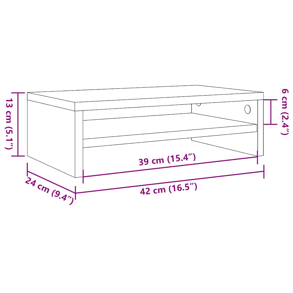 Supporto Monitor Grigio Cemento 42x24x13 cm Legno Multistrato | homemem39