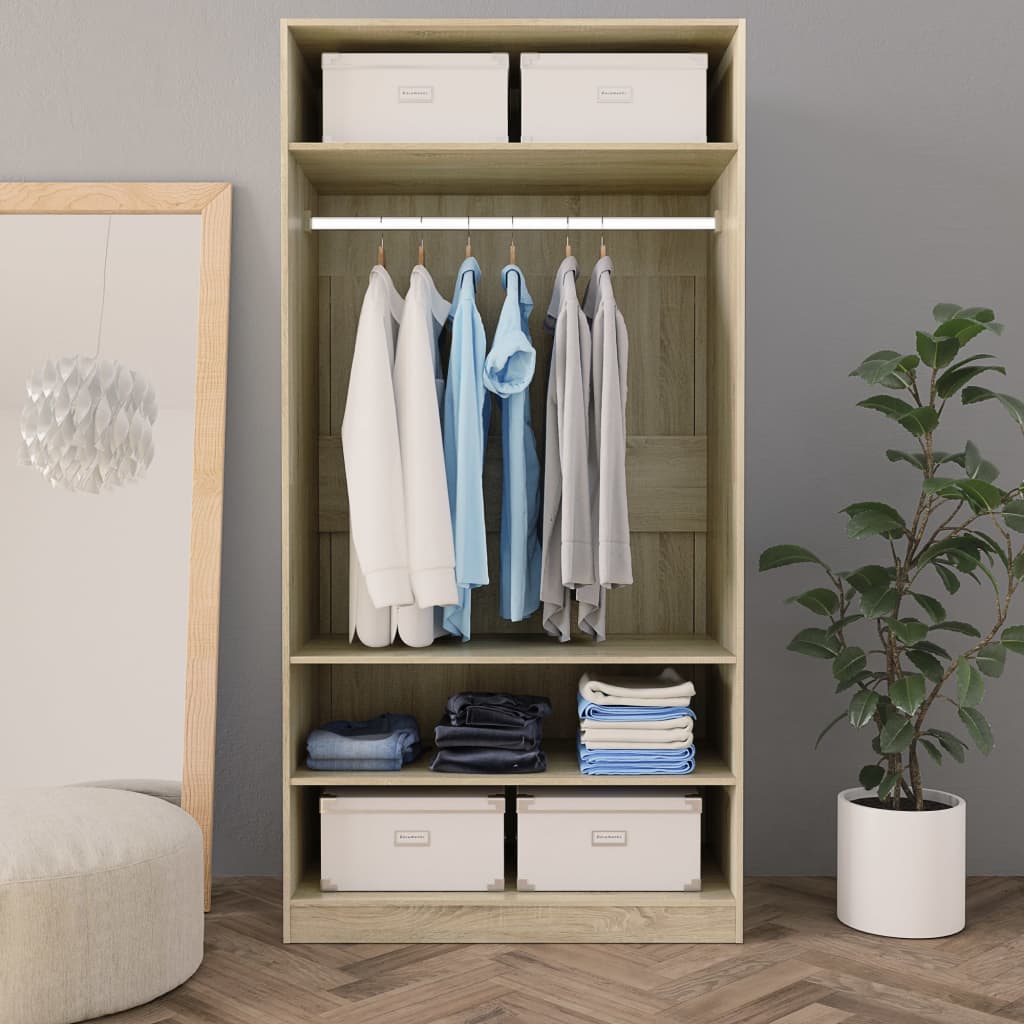 Armadio Rovere Sonoma 100x50x200 cm in Legno Multistrato - homemem39