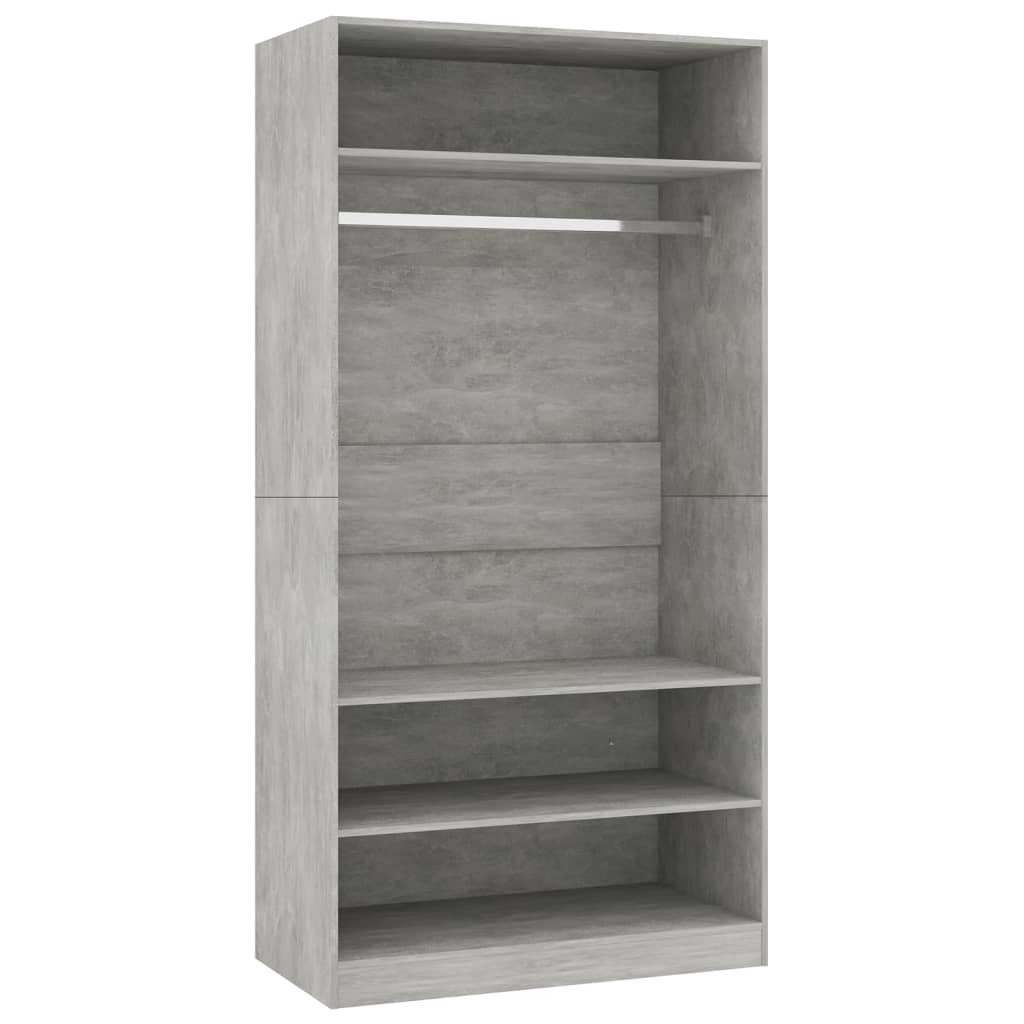 Armadio Grigio Cemento 100x50x200 cm in Legno Multistrato - homemem39