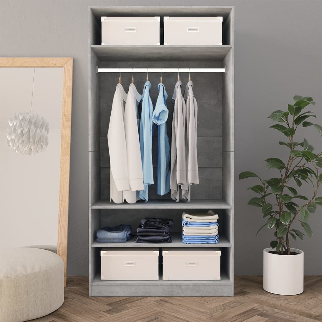 Armadio Grigio Cemento 100x50x200 cm in Legno Multistrato - homemem39