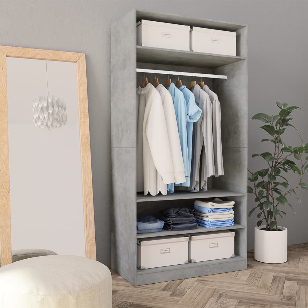 Armadio Grigio Cemento 100x50x200 cm in Legno Multistrato - homemem39
