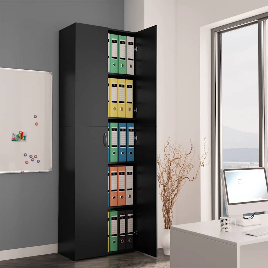 Armadio per Ufficio Nero 60x32x190 cm in Legno Multistrato - homemem39