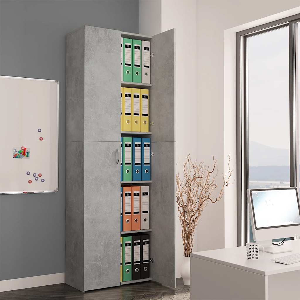 Armadio da Ufficio Grigio Cemento 60x32x190cm Legno Multistrato - homemem39