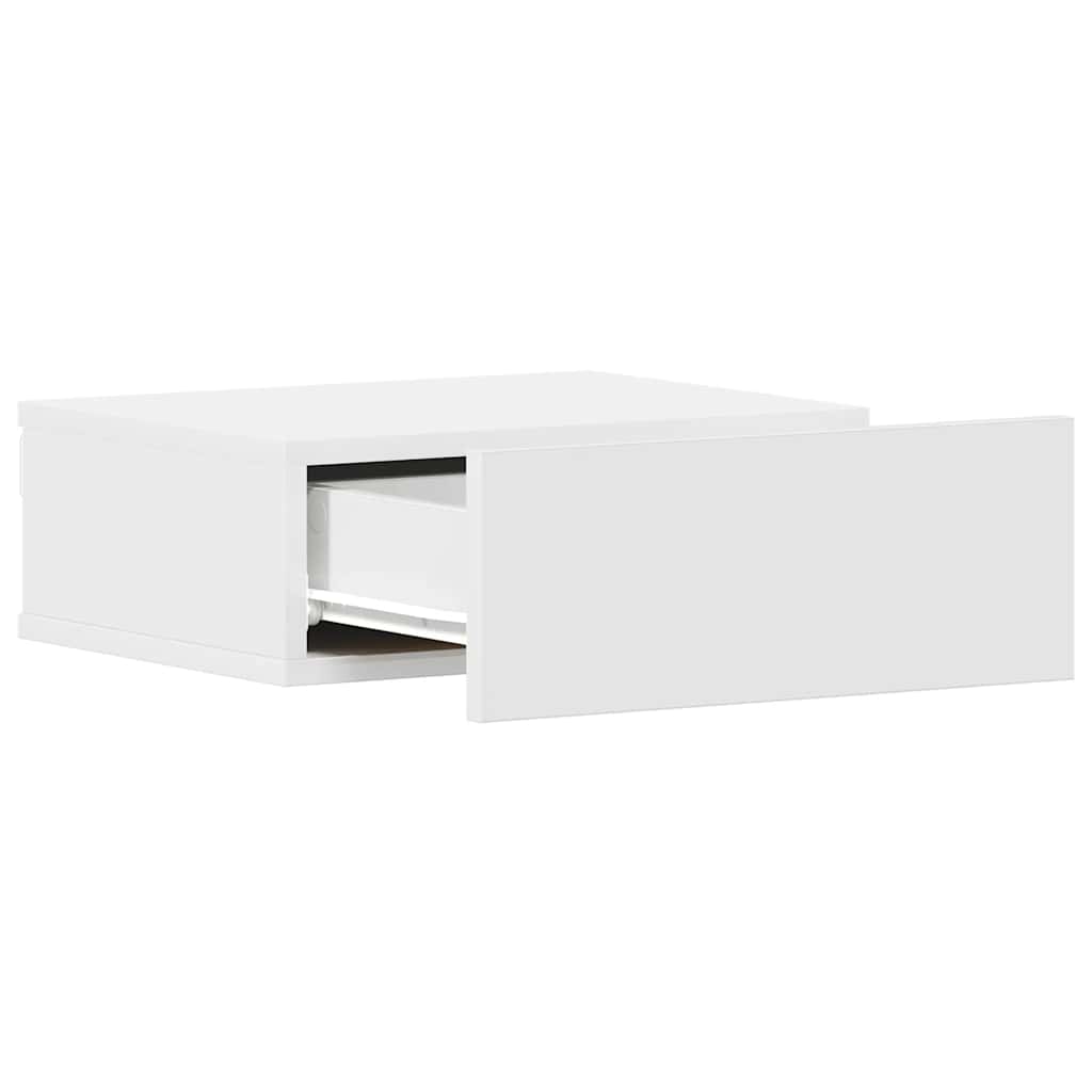 Comodino Pensile Bianco 40x30x15 cm in Legno Multistrato