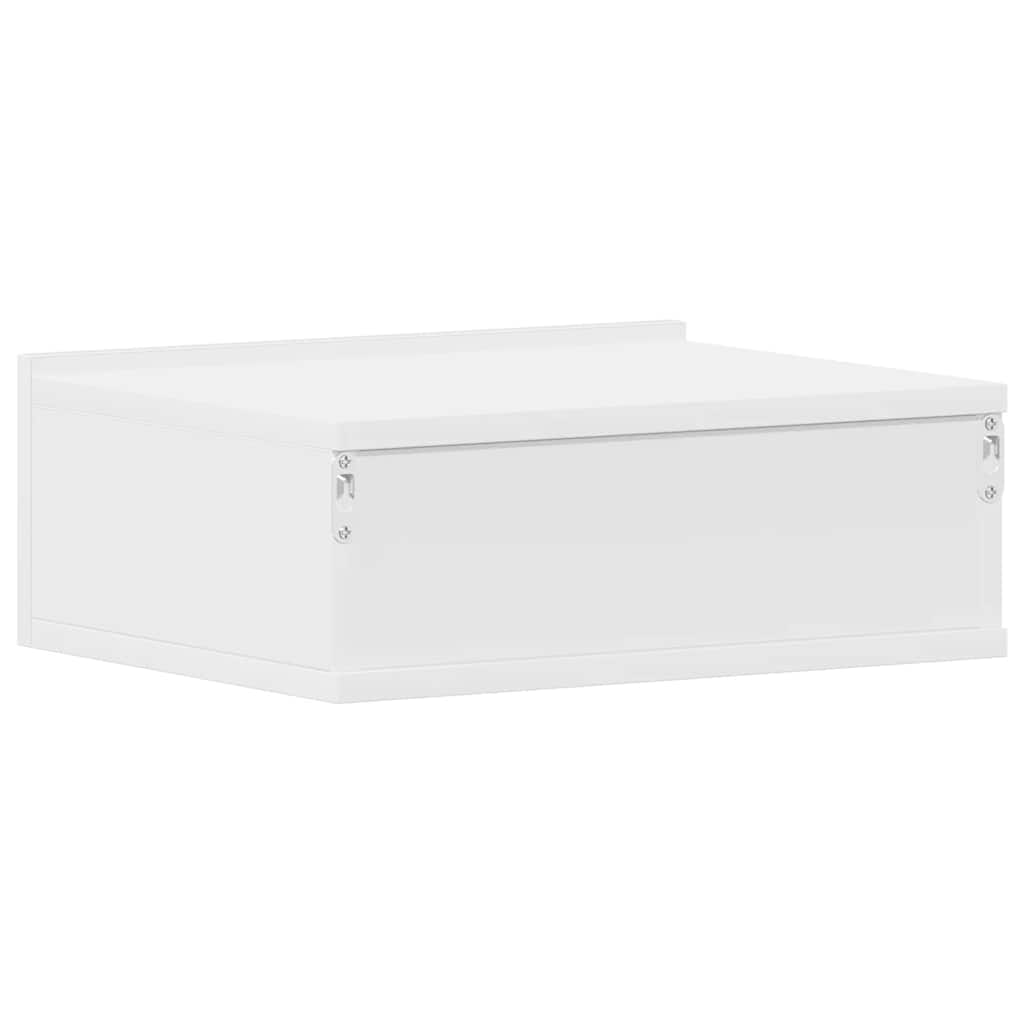 Comodino Pensile Bianco 40x30x15 cm in Legno Multistrato