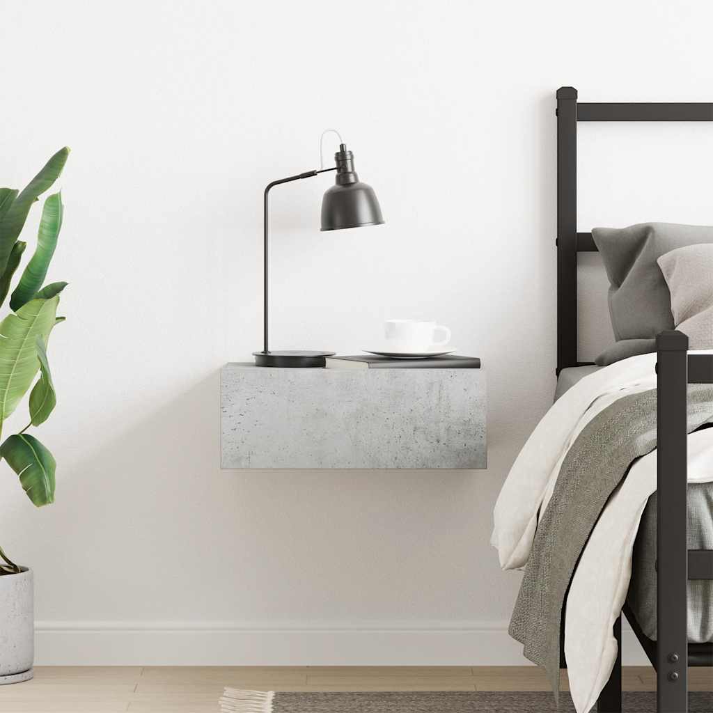 Cement Gray Hanging Bedside Table 40x30x15cm in Plywood
