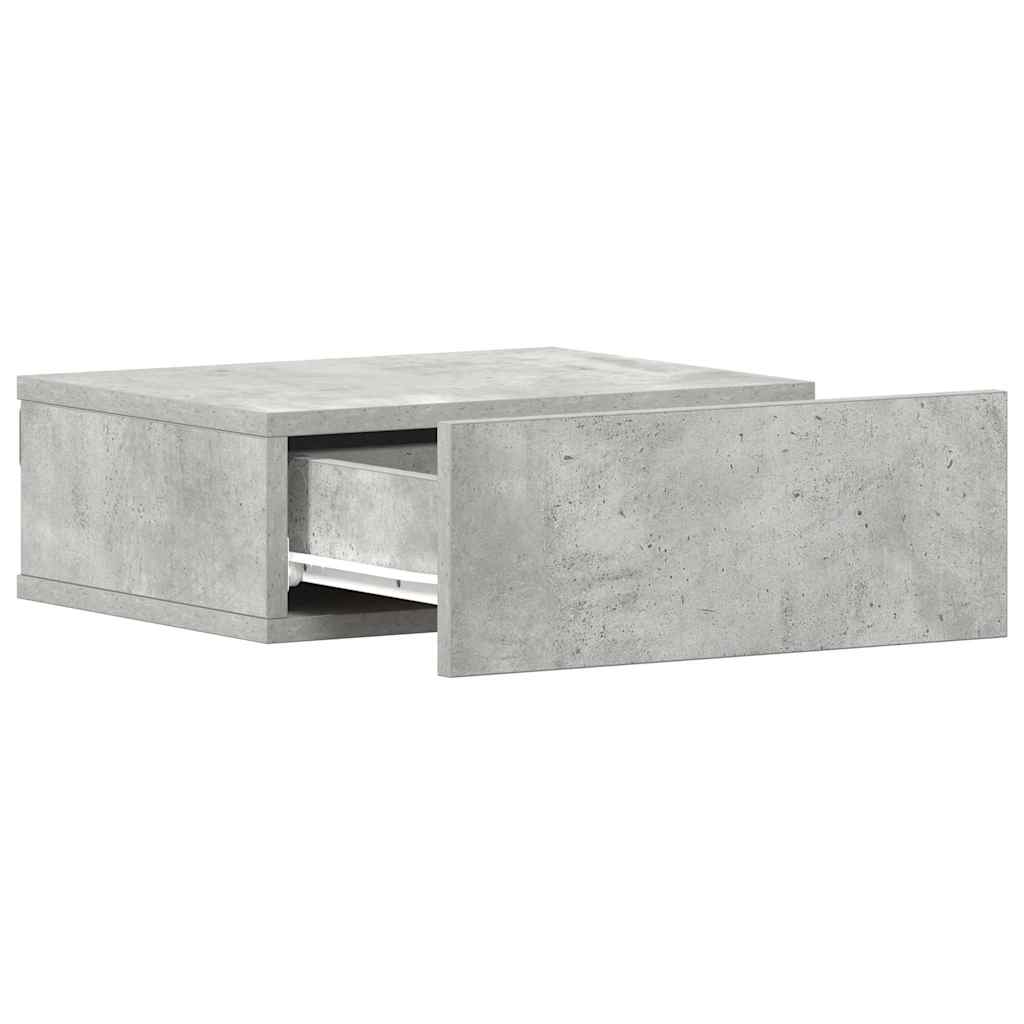 Cement Gray Hanging Bedside Table 40x30x15cm in Plywood