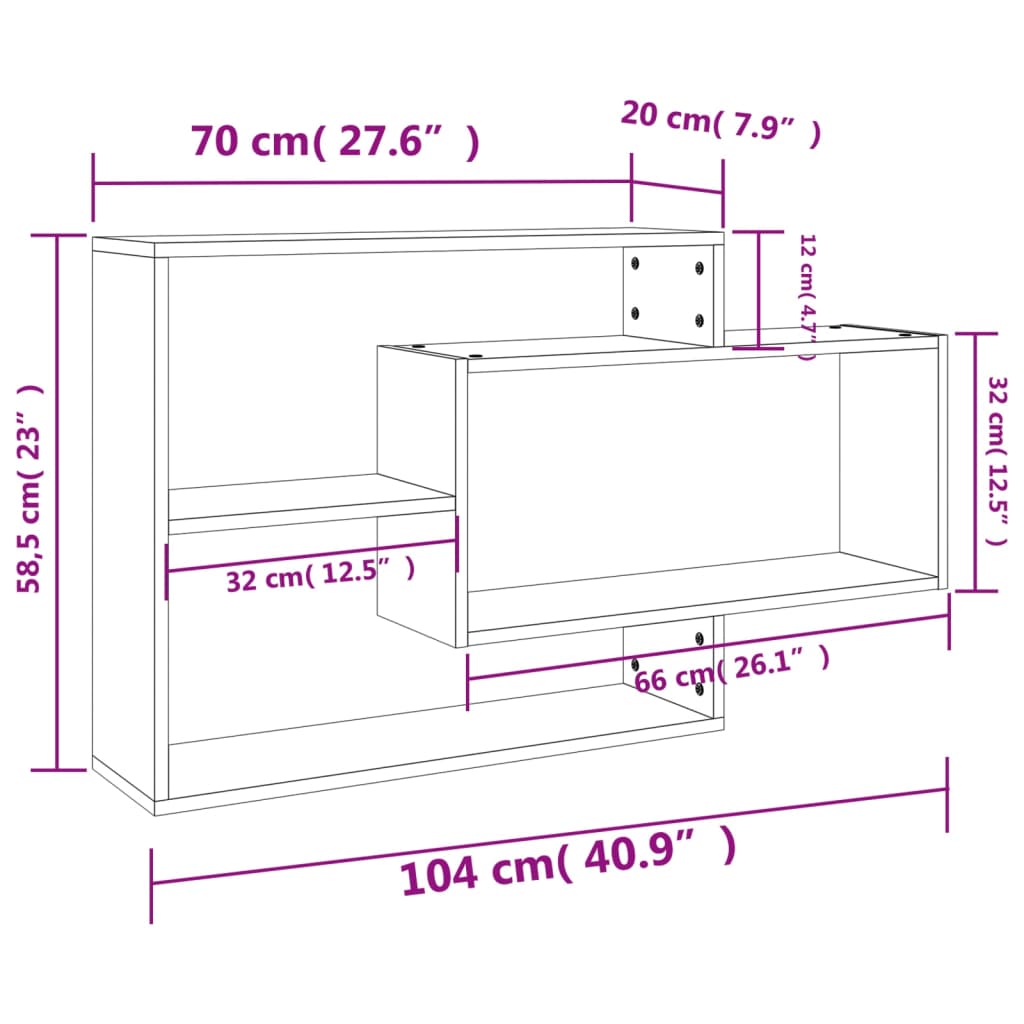 Mensole a Muro Rovere Sonoma 104x20x58,5cm in Legno Multistrato - homemem39