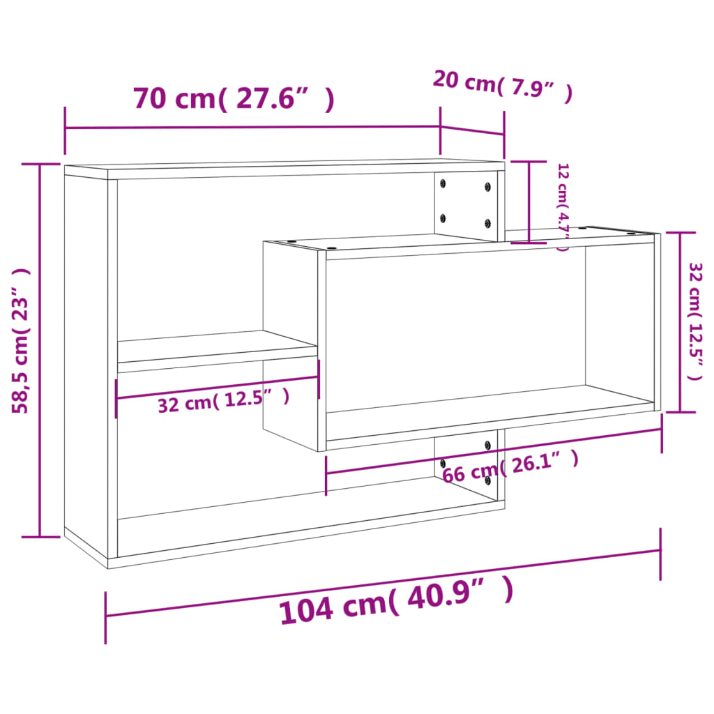 Mensole a Muro Grigio Cemento 104x20x58,5 cm Legno Multistrato | homemem39