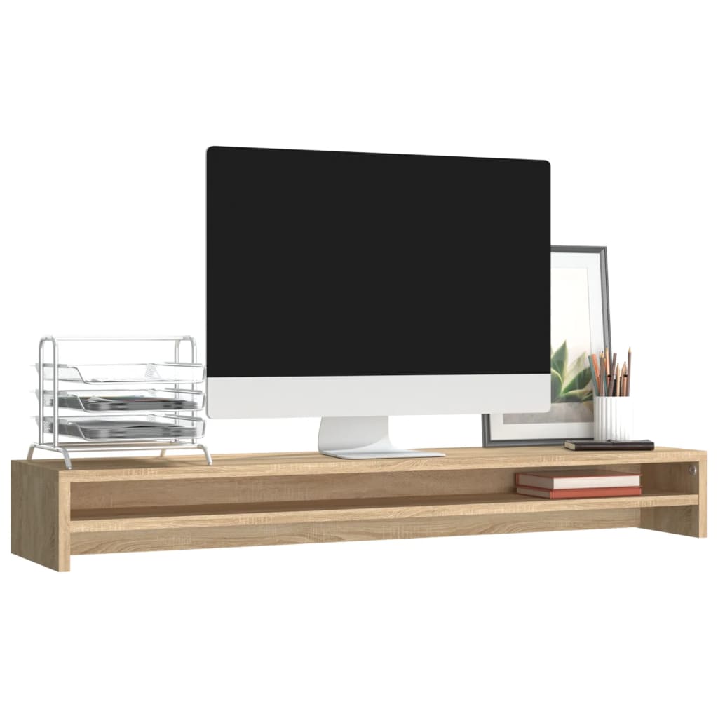 Supporto Monitor Rovere Sonoma 100x24x13 cm Legno Multistrato - homemem39