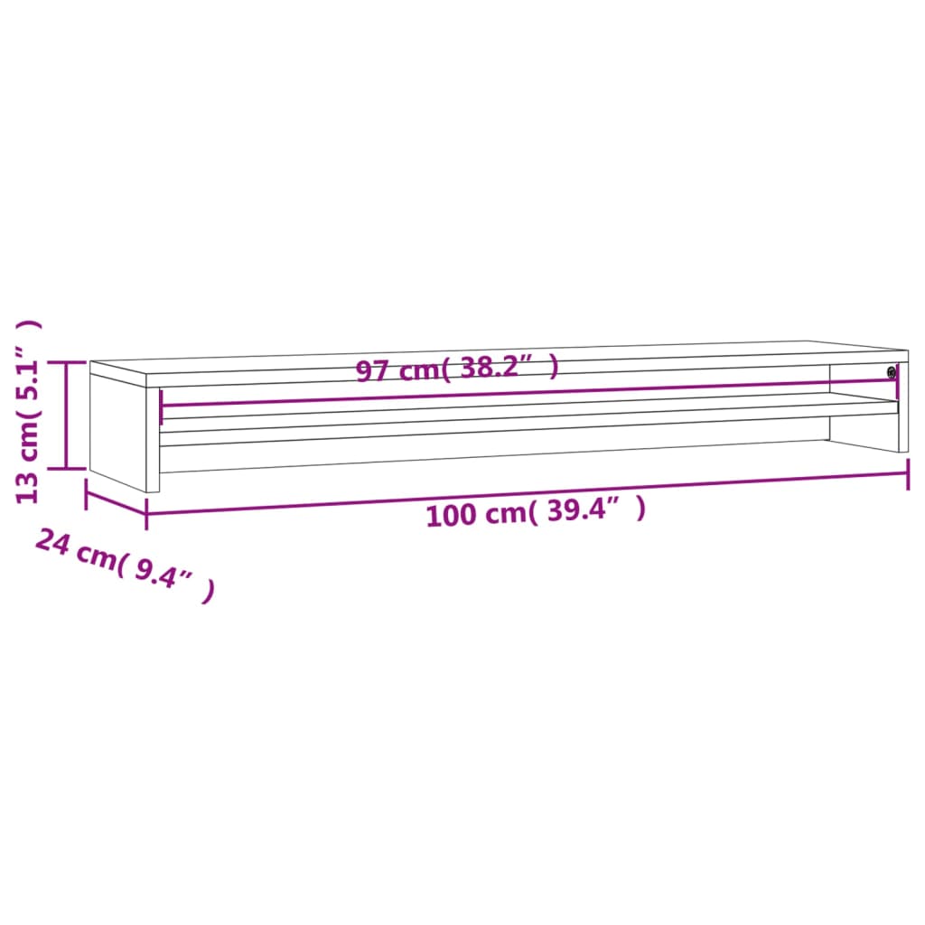 Supporto Monitor Rovere Sonoma 100x24x13 cm Legno Multistrato - homemem39