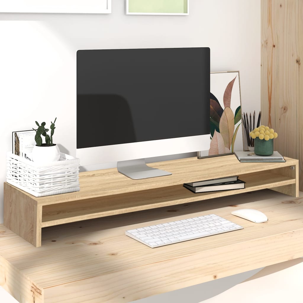 Supporto Monitor Rovere Sonoma 100x24x13 cm Legno Multistrato - homemem39