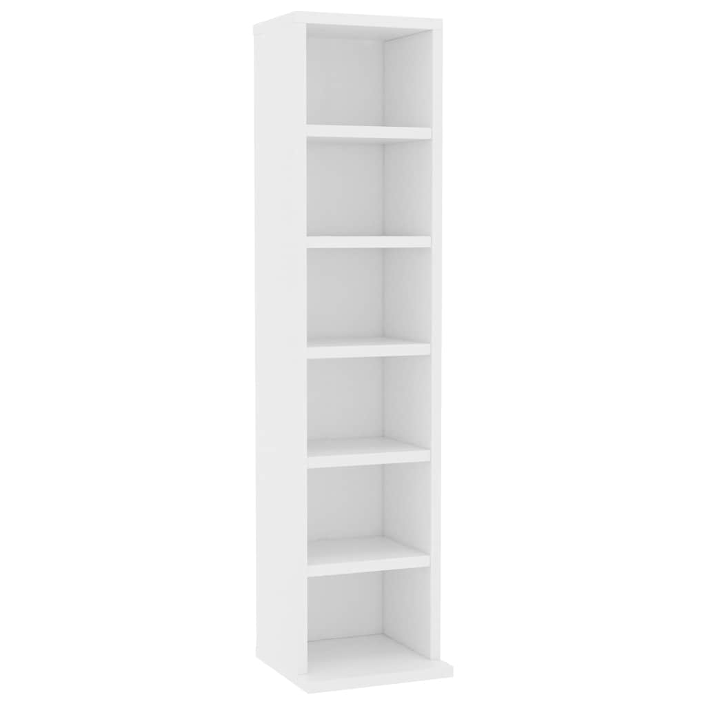 Mobile Porta CD Bianco 21x20x88 cm in Legno Multistrato