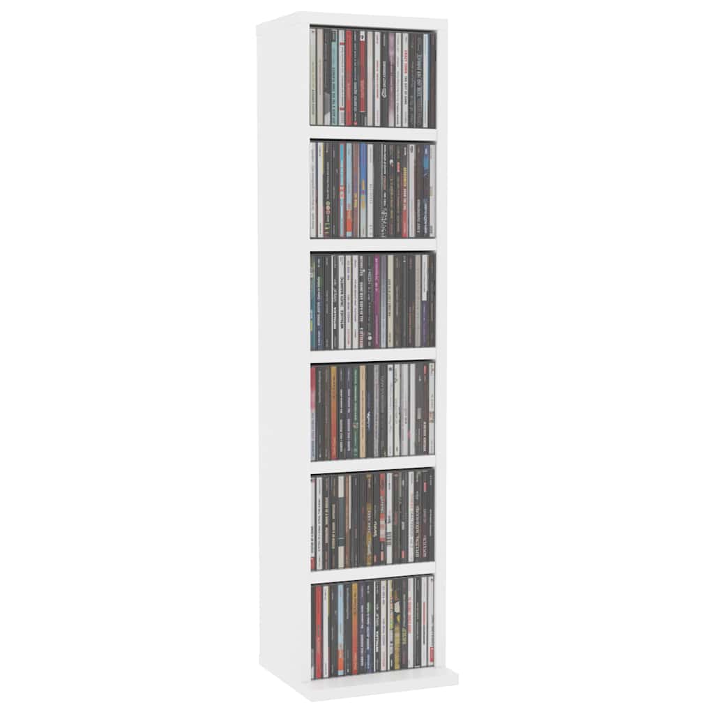 Mobile Porta CD Bianco 21x20x88 cm in Legno Multistrato