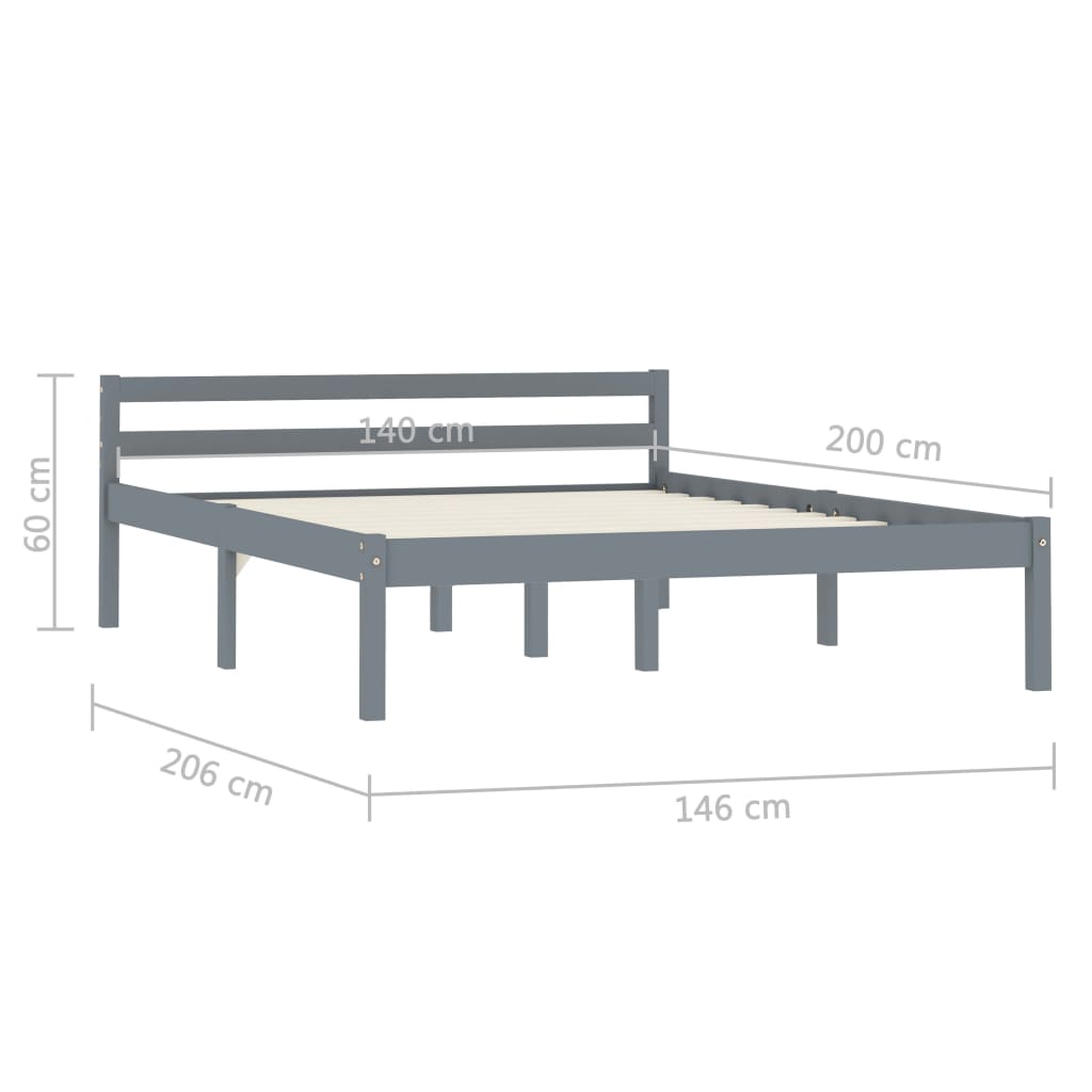 Giroletto senza Materasso Grigio 140x200 cm in Legno di Pino | homemem39