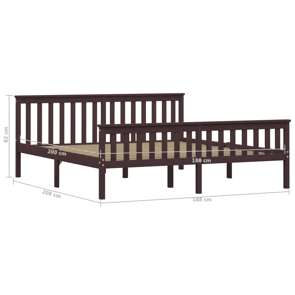 Giroletto senza Materasso Marrone Scuro 180x200 cm Legno Pino | homemem39