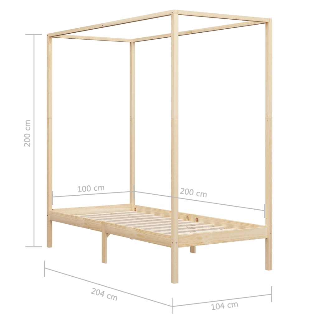 Giroletto senza Materasso 100x200 cm in Legno Massello di Pino | homemem39
