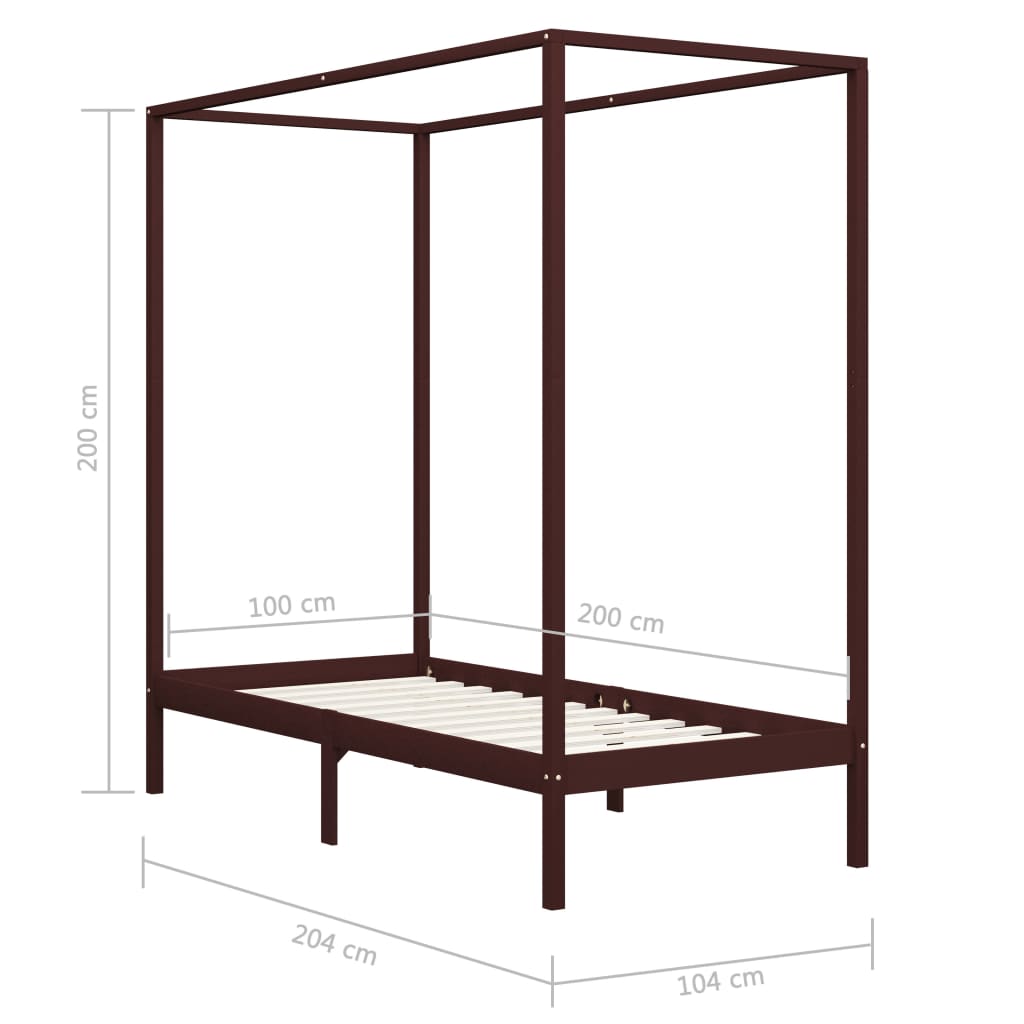Giroletto Baldacchino senza Materasso Marrone Pino 100x200cm | homemem39
