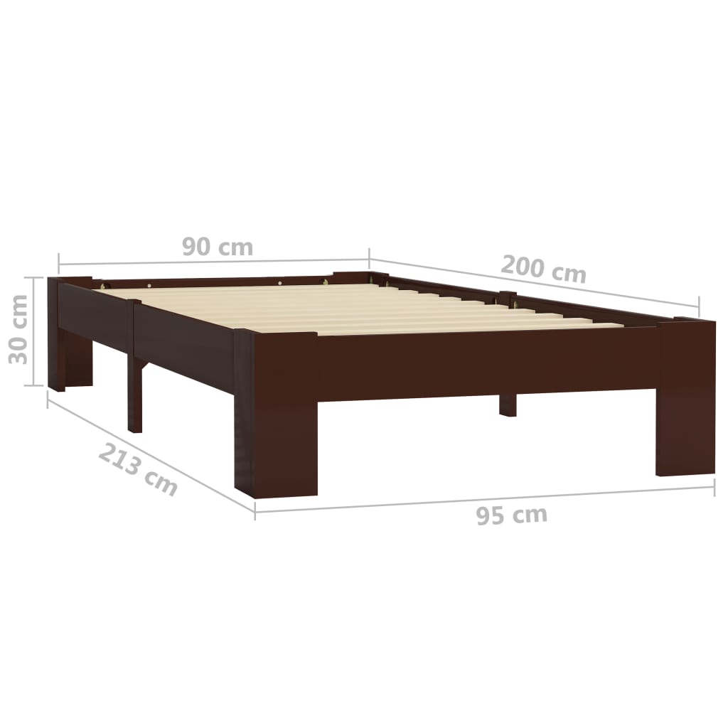 Giroletto senza Materasso Marrone Scuro 90x200 cm Legno Pino | homemem39