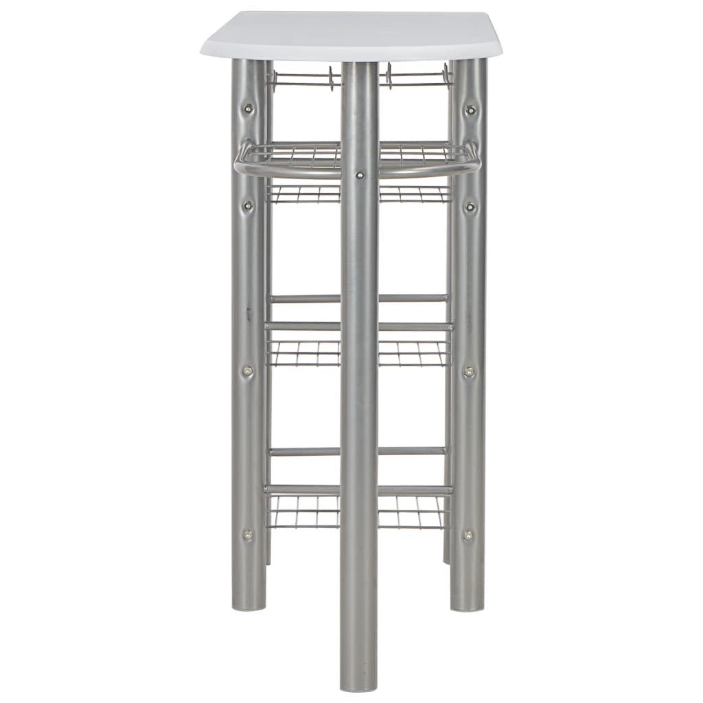 Set da Bar 3 pz con Mensole in Legno e Acciaio Bianco - homemem39