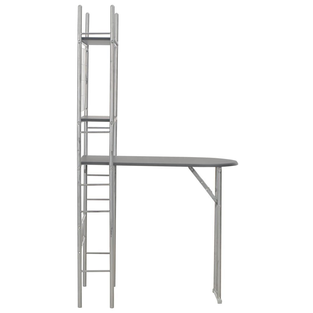 Set Tavolo e Sedie Pieghevoli con Scaffale 3pz MDF Acciaio Nero - homemem39