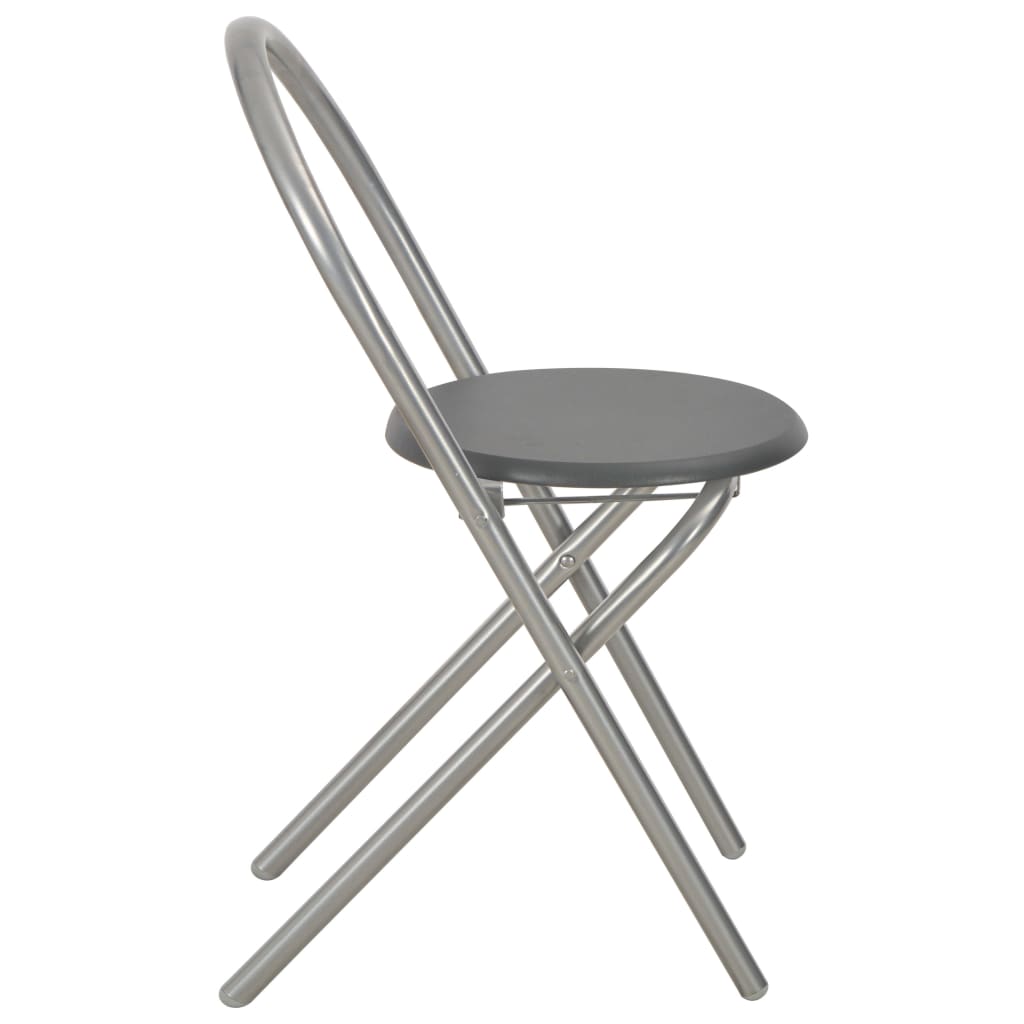 Set Tavolo e Sedie Pieghevoli con Scaffale 3pz MDF Acciaio Nero - homemem39