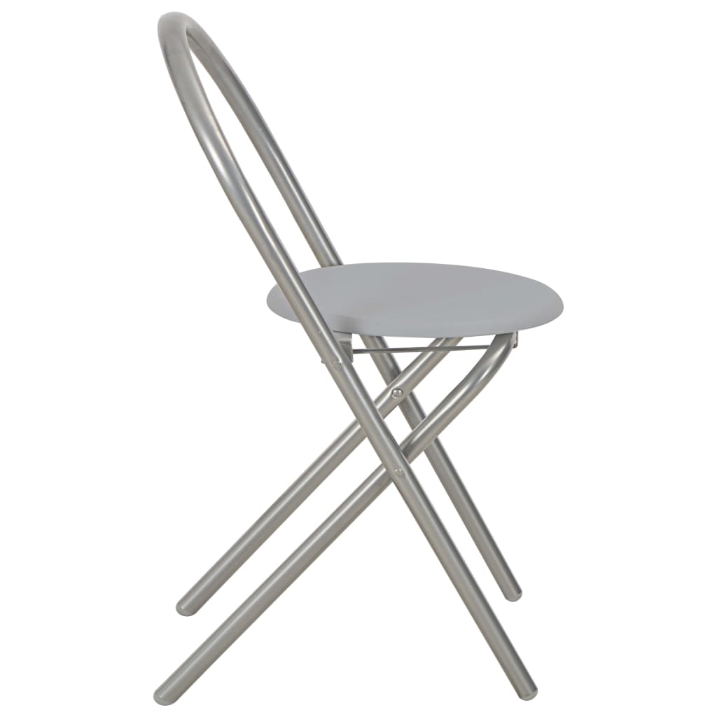 Set Tavolo e Sedie Pieghevoli Scaffale 3 pz MDF Acciaio Grigio - homemem39