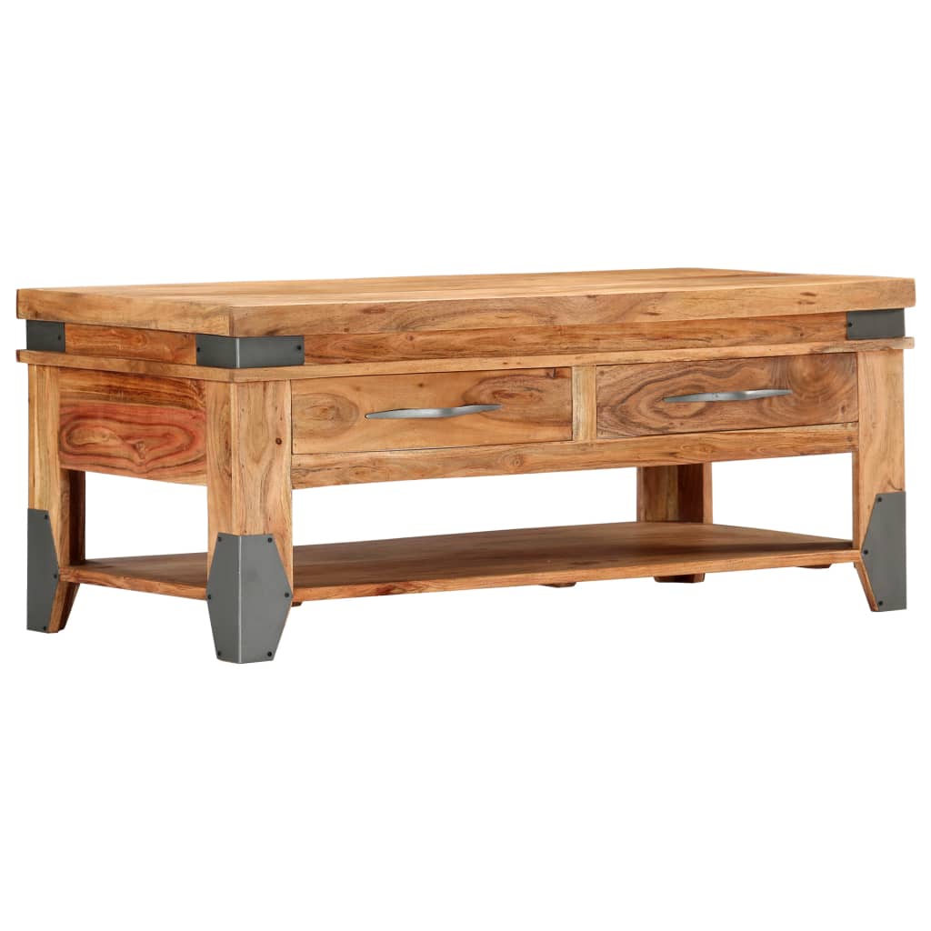 Tavolino da Caffè 110x52x45 cm in Legno Massello di Acacia | homemem39