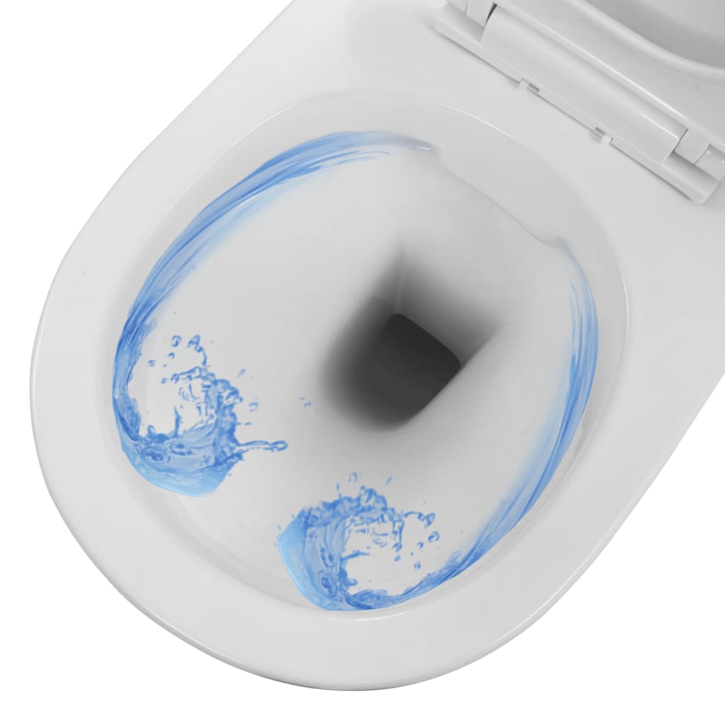 WC Sospeso con Design Senza Bordi in Ceramica Bianca - homemem39