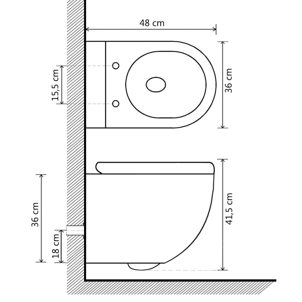 WC Sospeso con Design Senza Bordi in Ceramica Bianca | homemem39