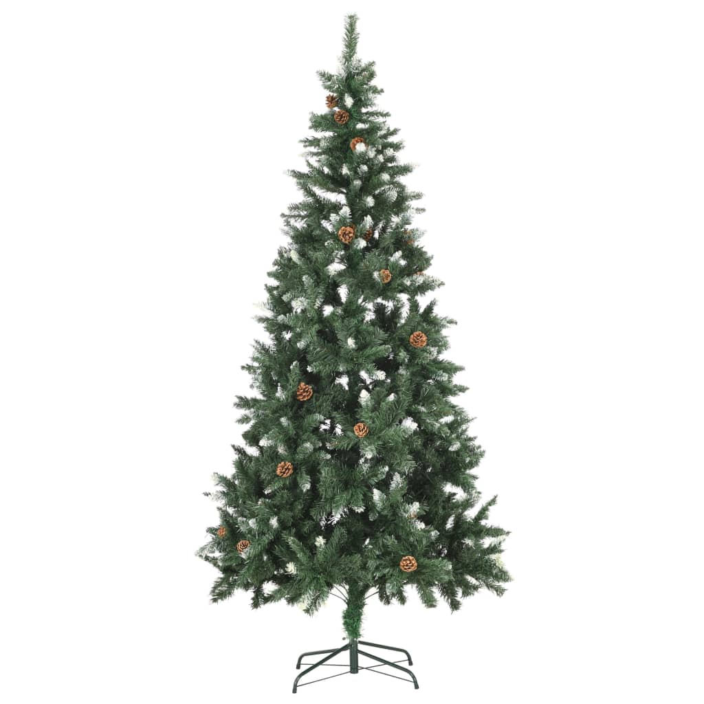 Albero di Natale Artificiale Pigne e Brillantini Bianchi 210 cm - homemem39