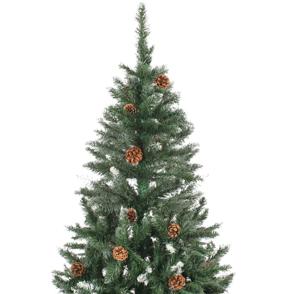 Albero di Natale Artificiale Pigne e Brillantini Bianchi 210 cm - homemem39