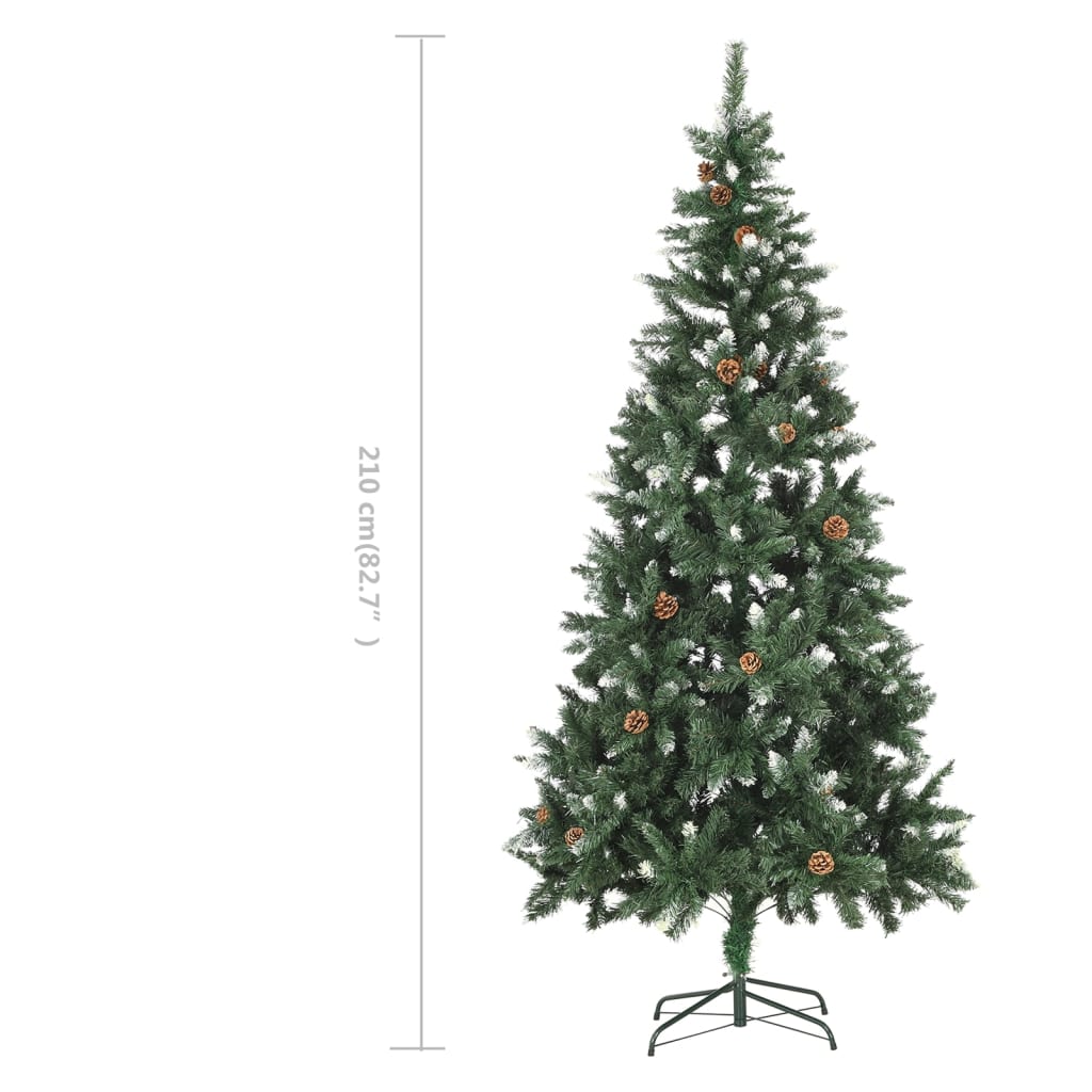Albero di Natale Artificiale Pigne e Brillantini Bianchi 210 cm - homemem39