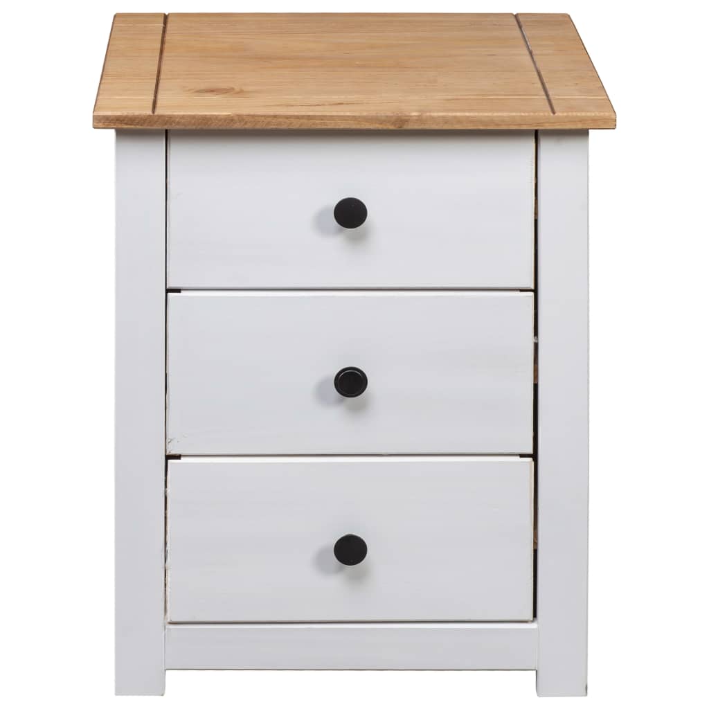 Comodino Bianco 46x40x57 cm in Legno di Pino Panama Range - homemem39